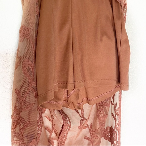 SOCIALITE Dusty Pink Lace Romper Maxi Dress XS - Picture 4 of 7